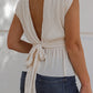 Apricot Deep V Neck Backless Peplum Top