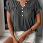 V-Neck Rolled Short Sleeve Henley Top