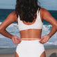 White O-ring Detail Ribbed Knit Bikini Swimsuit
