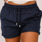 Tie Waist Side Pockets Cuffed Lounge Shorts