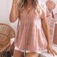 Pink Short Sleeves Buttoned Peplum Shirt