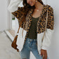 Winter leopard print patchwork hooded sweatshirt