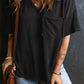 V Neck Chest Pocket Loose T-shirt