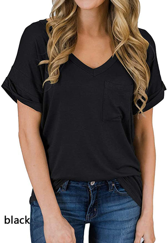 V-Neck Shirts Loose Casual Tee T-Shirt