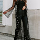 Black Starry Sheer Sequin Duster Kimono