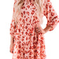 Pink Leopard Long Sleeves Short Dress