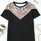 Black Leopard Sequin Waffle Knit Short Sleeve T-shirt