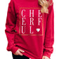 Red CHEERFUL Glitter Graphic Print Pullover Sweatshirt