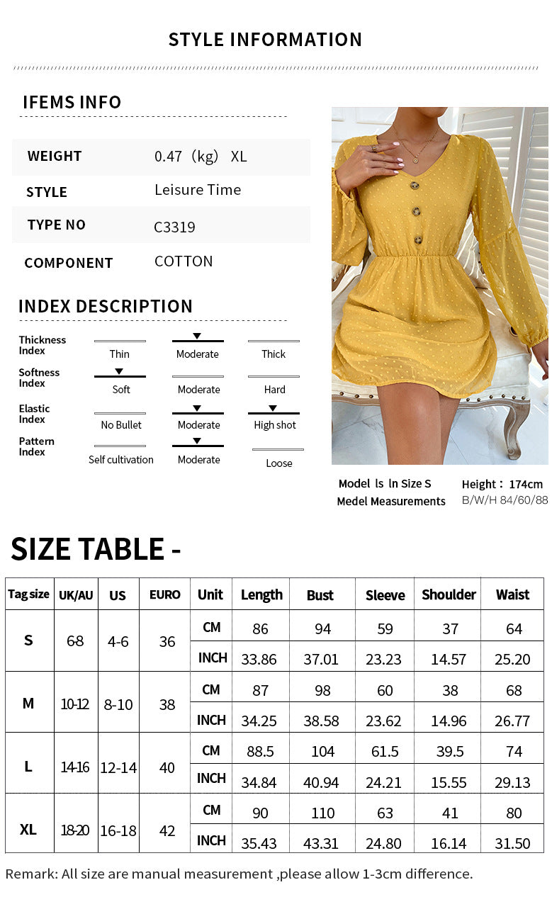 Spring and summer casual long-sleeved dresses for women