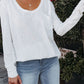 White Plain Basic Long Sleeve Tee with Pocket