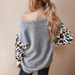 Autumn and winter fashion collision color stitching leopard sweater