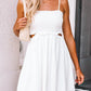 White Smocked Hollow-out Flared Mini Dress