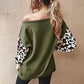 Autumn and winter fashion collision color stitching leopard sweater