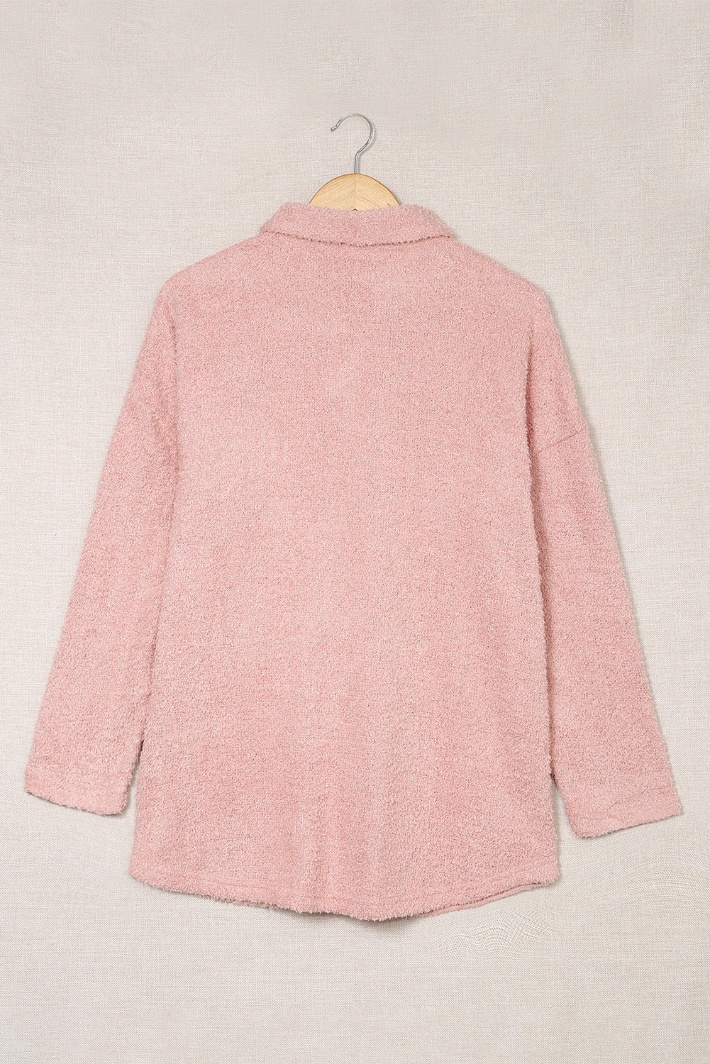 Plush Button Down Pocketed Shirt Jacket