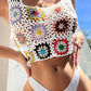White Hollow-out Knitting Floral Crochet Beach Cover up
