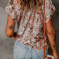 V-neck Short Sleeve Fashion Print Fantasy Fluttering Blouse