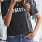 Letter Print Distressed Tee