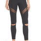 Black Distressed Mesh Splicing Skinny Leggings