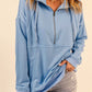 Cotton Pocketed Half Zip Pullover Sky Blue Sweatshirt