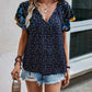 Bohemian style V-neck loose fitting blouse