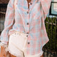 Collared Neckline Plaid Pattern Long Sleeve Shirt