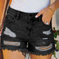 Raw Hem Distressed High Rise Denim Shorts