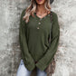 Fall and winter temperament commuter solid color V-neck long-sleeved single-breasted sweater