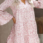 Print V neck Ruffle Swing Mini Dress