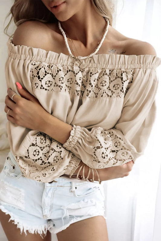 Crochet Hollow-out Off-shoulder Blouse