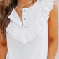 White Buttons Ruffled Tank Top