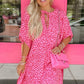 Leopard Animal Print Half Sleeve Shift Dress