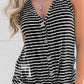 Stripe Print V Neck Buttoned Tie Knot Tank