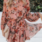 Vintage Floral Print Drawstring Flowy Dress
