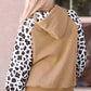 Leopard Bishop Sleeve Hooded Sweatshirt