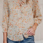 Floral Print Lace Up V Neck Buttoned Shirt