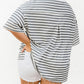 Plus Size Striped Short Sleeve Henley Tee