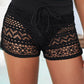 Black Lace Shorts Attached Swim Bottom