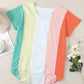 Green Colorblock V Neck Short Sleeve Top