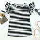 Stripe Print Tiered Ruffled Sleeve Tee
