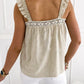 Elastic Ruffle Straps Guipure Trim Tank Top