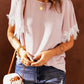 Satin Lace Flutter Sleeve Top
