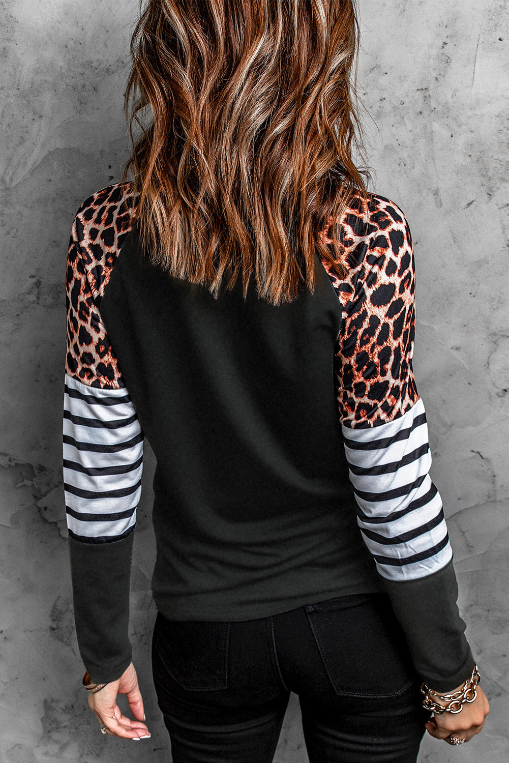 Easter Bunny Leopard Striped Long Sleeve Top