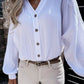 Turn-down Collar V Neck Crinkled Cuffed Shirt