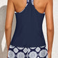 3pcs Printed Sporty Racerback Tankini Swimsuit