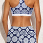 3pcs Printed Sporty Racerback Tankini Swimsuit