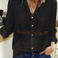 Long Sleeve Crochet Insert Crinkle Blouse