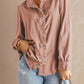 Solid Color Lace Frilled Trims Long Sleeve Shirt