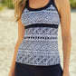 Monochrome Geometry Print Sporty Tankini Swimsuit