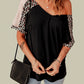 Black Leopard Sleeve Top