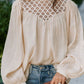 Crochet Lace Textured Balloon Sleeve Blouse